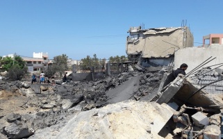 Destruction of Al-Mughraqa Municipality building following Israeli bombardment on 8 August 2018, photographed on 9 August 2018 – Al-Haq (c) 2018.